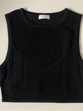 Aritzia Black Textured Knit Sleeveless Crop Top Size XL